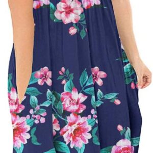 DB MOON Women Summer Casual Short Sleeve Dresses Empire Waist Dress with Pockets