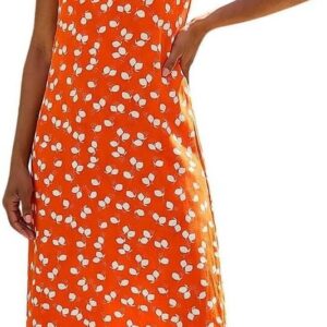 Roman Originals Women Floral Print Jersey Maxi Dress – Ladies Spring Daywear Summer Holiday Square Neckline Side Split Comfy Dresses