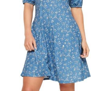 PixieGirl Petite Sage Green Ditsy Floral Print Mini Dress Petite
