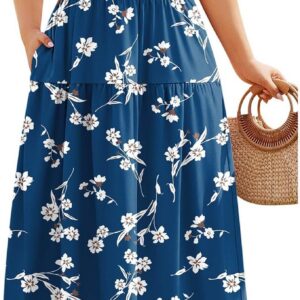 IN’VOLAND Plus Size Casual Dress for Women Bohemian Short Sleeve Flowy Loose Maxi Summer Beach Swing Dresses with Pockets
