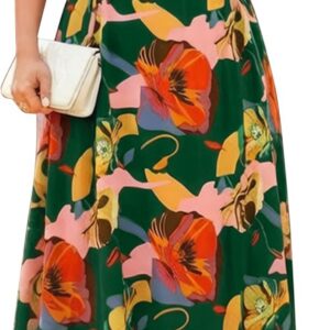 RWJ Plus Size Dresses for Women Formal Cocktail Elegant V Neck Short Sleeve Summer Wedding Guest Maxi Dress with Pocket