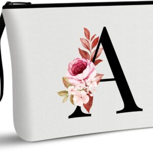 A-Z Personalized Makeup Bag, Birthday Gifts for Women Mom Bridesmaid (A)