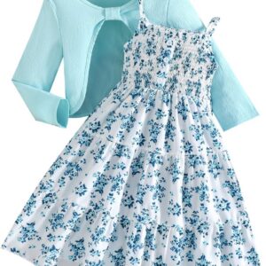 Girl Dress Kids Floral Party Long Sleeve Summer Dresses 4-13 Years