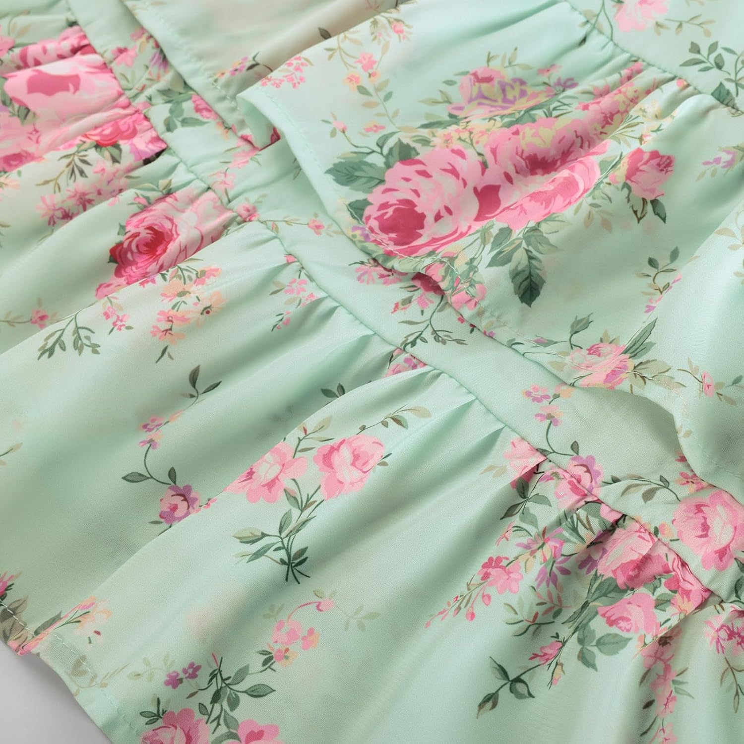 Scarlet Darkness Women's Floral Cottagecore Dress Smocked A Line Casual Milkmaid Sundress with Pockets - Image 6