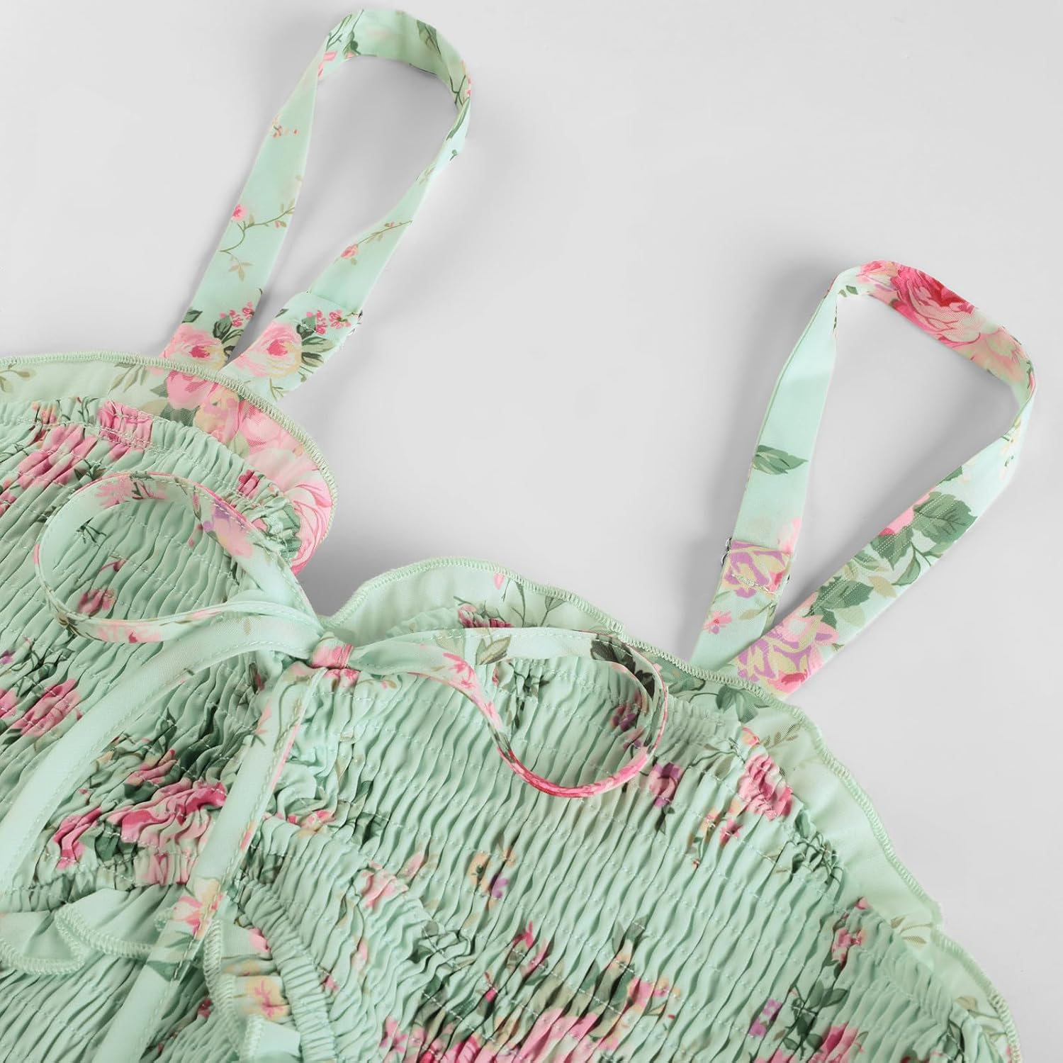Scarlet Darkness Women's Floral Cottagecore Dress Smocked A Line Casual Milkmaid Sundress with Pockets - Image 7