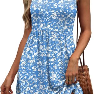 WIHOLL Women’s Summer Dresses Ladies Dresses A-Line Casual Sleeveless Dress with Pockets