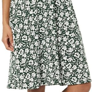 Amazon Essentials Women’s Short-Sleeve V-Neck Fit and Flare Floral Jersey Dress
