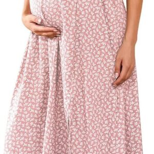 guruixu Turtleneck & Long Sleeve Maternity Dress for Photoshoot Baby Shower, Winter Split Ruched Bodycon Pregnancy Clothes