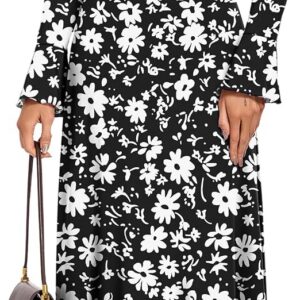 AUSELILY Women’s Maxi Dress Bodycon Elegant Petal Long Sleeve V Neck A-Line