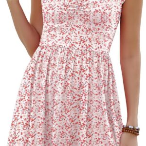 Gleeneat Womens Casual Mini Dresses Sweetheart Neckline Floral A Line Flowy Ruffle Sleeve Summer Boho Beach Sundress 2026