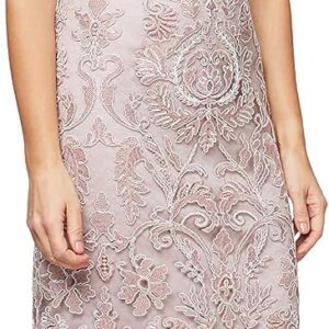 Alex Evenings Women’s Short Shift Knee Length Scoop Neck Dress (Petite & Regular) Special Occasion Dress