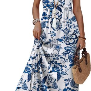 WIHOLL Summer Dresses Babydoll Maxi Dress Empire Waist Beach Vacation Sundresses 2026 with Pockets