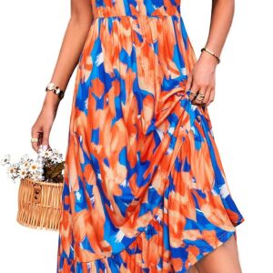STYLEWORD Women’s Maxi Dresses Halter Neck Summer Dress Floral Print Sleeveless Off Shoulder Elegant Long Dres