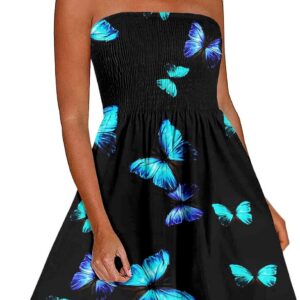 Bandeau Dress Strapless Dresses for Women UK Beach Summer Boob Tube Dress