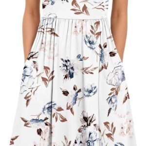 MOLERANI Summer Dresses for Women UK Round Neck Short Sleeve Elegant Tunic Dress Classic Midi Dress with Pockets