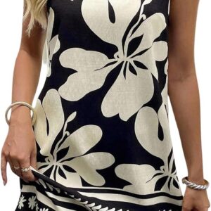 GORGLITTER Women’s Floral Dresses Flowy Summer Beach Holiday Mini Dress