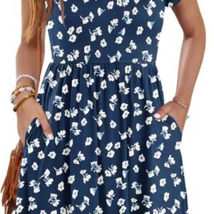 PLOKNRD Women’s Summer Ruffle Sleeve Midi Dress with Pockets
