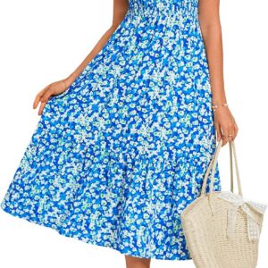 GRACE KARIN Women’s Summer Floral Dresses Casual Ruffles A-Line Midi Wedding Guest Dress Beach Sundress