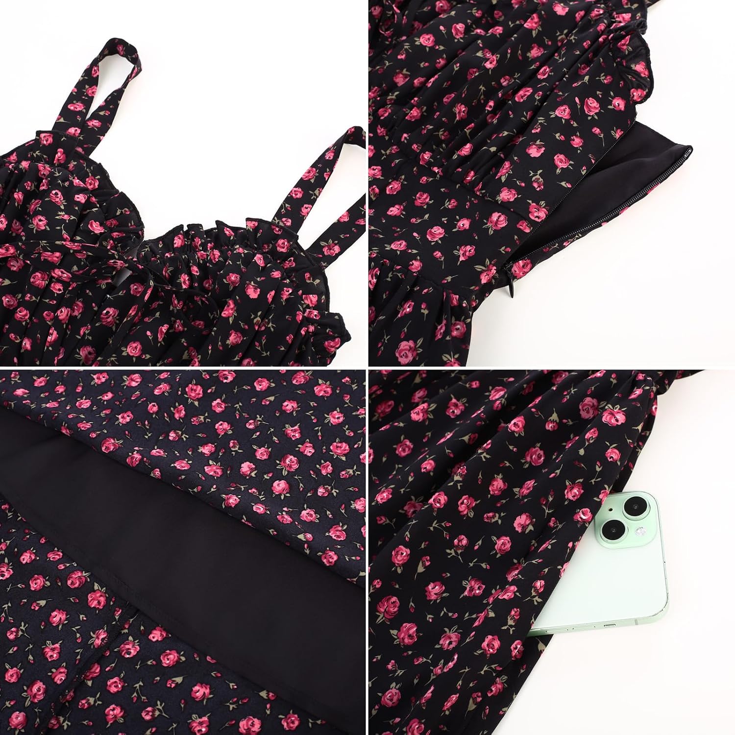 SCARLET DARKNESS Women Summer Sun Dress Casual A-Line Sleeveless Spaghetti Strap Floral Dress for Beach - Image 5