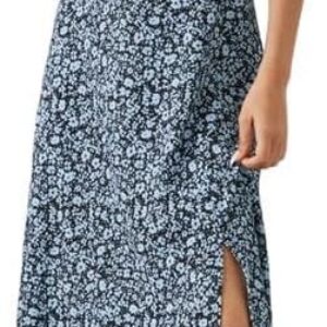 Dorothy Perkins Petite Blue Floral V Neck Jersey Midi Dress