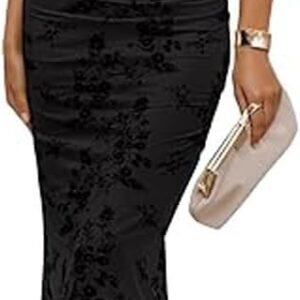 Women’s Off Shoulder Floral Maxi Dress Summer Sexy Ruched Bodycon Long Dress Elegant Wrap Wedding Guest Cocktail Formal Party Dresses