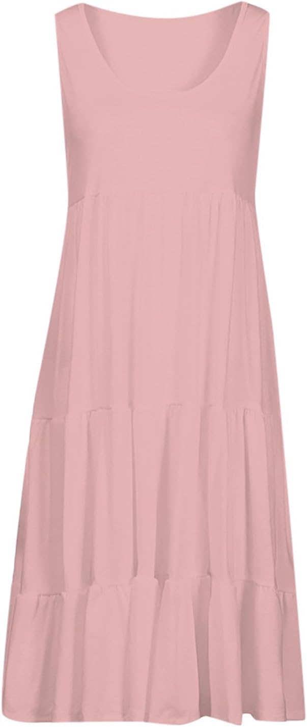 Women's Gradient Printed Sleeveless Beach Dresses, Casual Round Neck Plus Size Dress, Summer Loose Fitted Midi Dress - Image 4