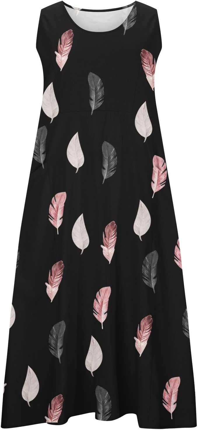 Maxi Dresses for Women UK Cotton Linen Casual Oversized Tunic Dress Sleeveless Vest Dress with Pocket Solid Color A-line Dress Baggy Beach Long Dress Summer Floral Print Sundress - Image 2