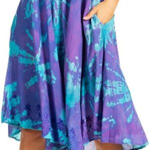 Sakkas Nora Sleeveless Embroidered Short Tie Dye Caftan Dress/Cover Up