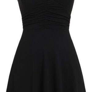 IBAKOM Women’s Summer Dress Sexy Beach Floral V Neck Ruffle A-line Halter Dress Casual Backless Party Cocktail
