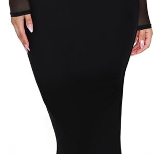 REORIA Women’s Fall Mesh Sheer Long Sleeve Wedding Guest Dress Sexy Floral Bodycon Maxi Long Dresses
