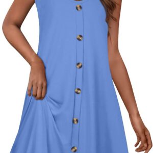 Summer Dresses for Women Spaghetti Strap Button Down Casual Beach Vacation Dress Cover Ups Boho Floral Sundress