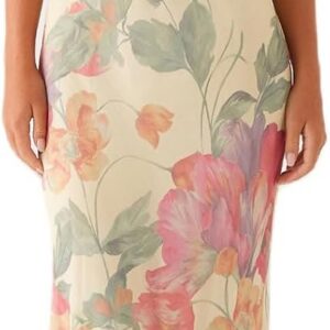 Edhomenn Women Y2K Floral Formal Strapless Maxi Dress Sexy Sleeveless Backless Mesh Long Bodycon Tube Summer Sundress