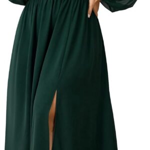 SHESTARR Women’s Plus Size Dress Chiffon Long Sleeve Cowl Neck Wedding Guest Cocktail Party Maxi Dress
