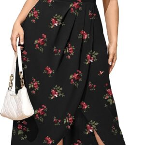 SCOMCHIC Women’s Plus Size Dress Sleeveless Spaghetti Strap Cowl Neck Wrap Party Cocktail Cami Dress
