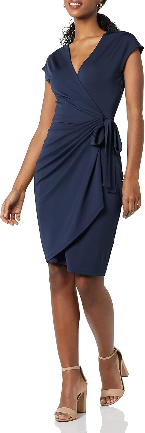 Amazon Essentials Women's Classic Cap Sleeve Wrap Dress (Available in Plus Sizes)