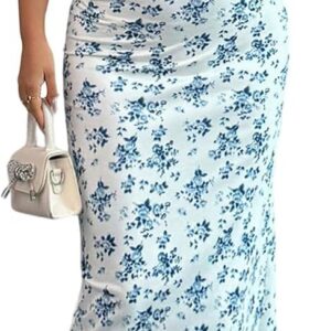 GORGLITTER Women’s Ditsy Floral Fishtail Midi Cami Dresses Tie Shoulder Knot Front Wedding Guest Dress