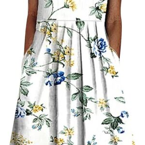 Summer Dresses for Women UK Loose Casual Sundres Short Sleeve Beach Dress Ladies Floral Bohemian Dress with Pockets