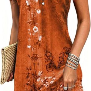 Women’s Summer Sleeveless Dresses Ladies V-Neck Casual Sundress Floral Mini Beach Dress