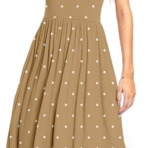 YUNDAI Women Summer Midi Dress Short/Long Sleeve Ladies Dress Crew/V-Neck Floral Plain Beach Party Dresses with Pocket