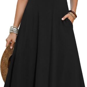 Zeagoo Womens Summer Dresses Ladies Sleeveless Dress Midi Round Neck Dress