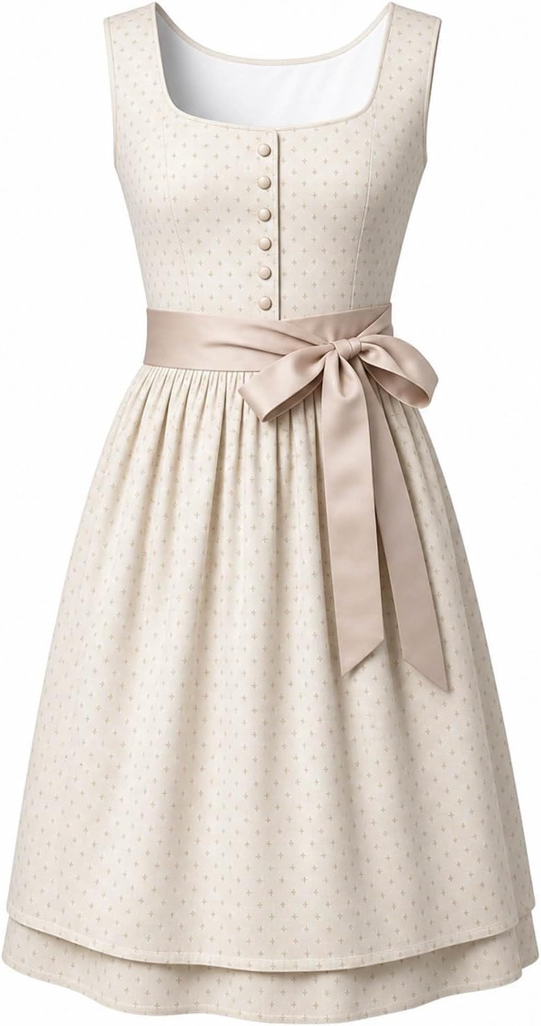 Generisch 2026 Sleeveless French Country Style Dress with Apron - Casual Summer Dress for Garden Parties Everyday Leisure Airy Jersey Dress with Floral Print Ideal for Warm Days - Image 4