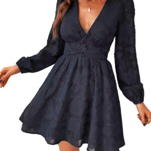 CUPSHE Women’s Lace Mini Dress Long Sleeve Floral Print A Line Dress for Party Bodycon Dress