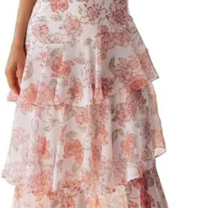 Women’s Floral Maxi Dress Sexy Deep V Neck Backless Ruffles Dresses Beach Party Wedding Guest Dress