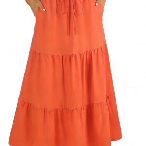 WERFORU Women’s Elastic High Waist Maxi Skirt Long Skirt with Pockets