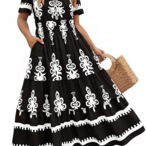 RITERA Plus Size Dresses for Curvy Women Floral Boho Maxi Dress Summer Sundress for Church or Wedding XL-5XL (14W-28W)