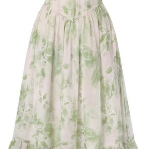 SCARLET DARKNESS Women’s Victorian Dresses Floral Short Sleeve Ruffled Hem Summer Long Boho Dress