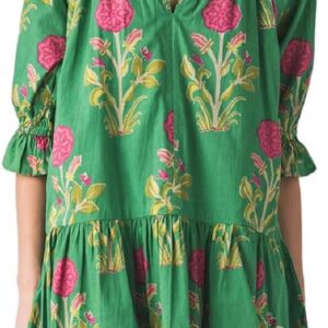 Lordree Women Boho Ruffle Sleeve Mini Dress Summer Trendy Floral Print Short Sleeve V Neck Cute Babydoll Loose Flowy Dress
