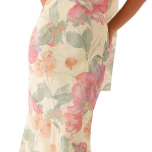 Women Floral Tube Maxi Dress with Scarf Y2k Strapless Backless Mesh Long Bodycon Dresses Formal Cocktail Sundress