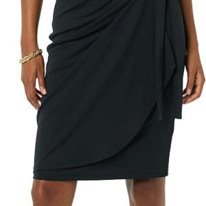 Amazon Essentials Women’s Cap-Sleeve Faux Wrap Dress with Boat Neck for Smart Office Wear