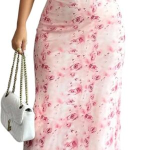 GORGLITTER Women’s Square Neck Bodycon Fishtail Maxi Dress Going Out Dress